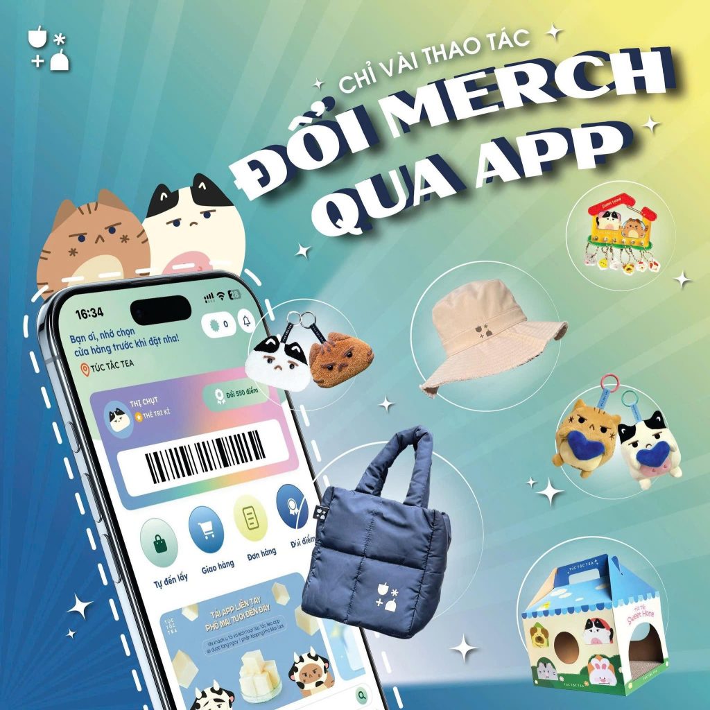 Đổi Merch qua App Túc Tắc Tea